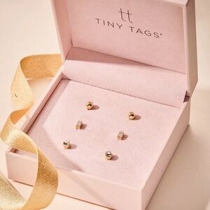 Gold Stud Earring Set - 3 Pairs